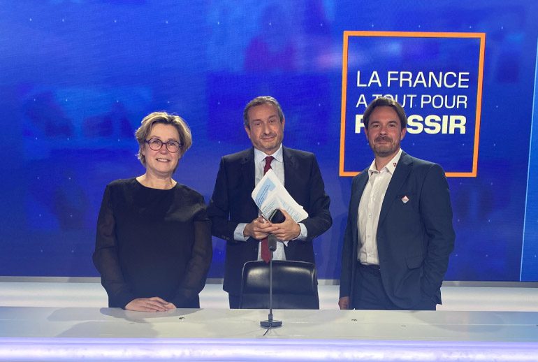 Photo d'interview de Benoit LAHAYE et Sylvie GAUDY sur BFM Business